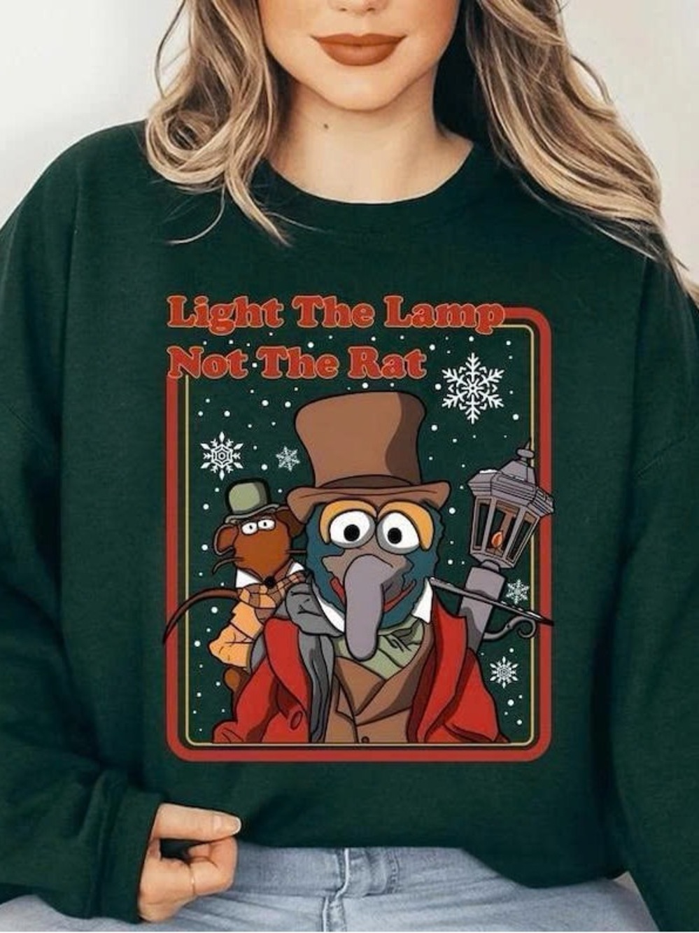 Dark Green Graphic Men’s Sweater - 'Light The Lamp Not The Rat'